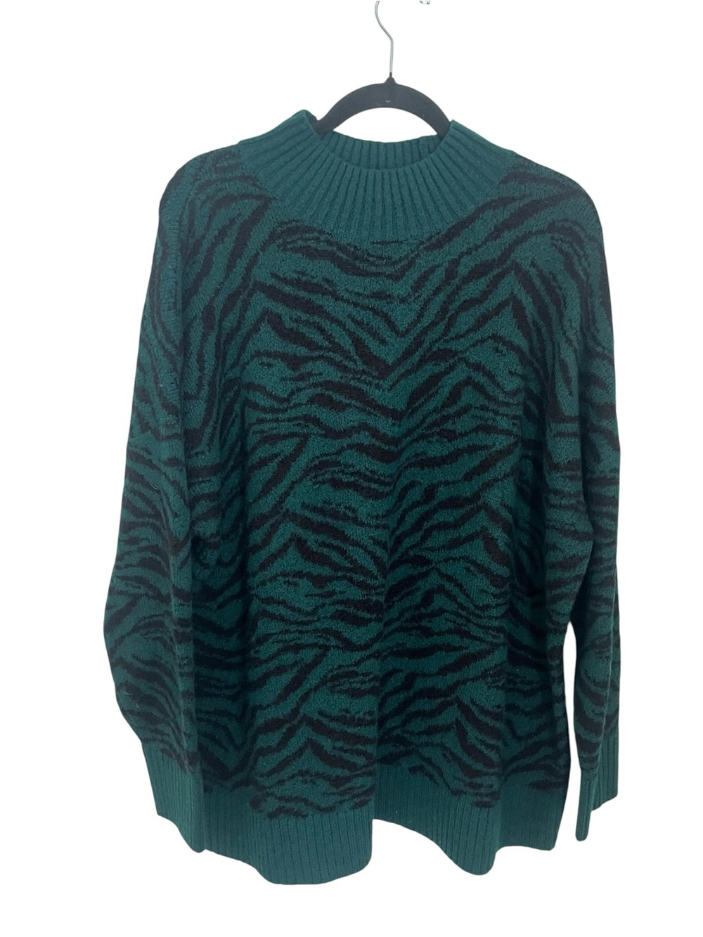 Women's Green Zebra-Print Knit Sweater Sz 18/20